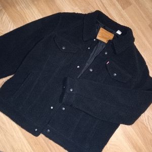 Black Sherpa/Teddy Button-Up Levi's Jacket